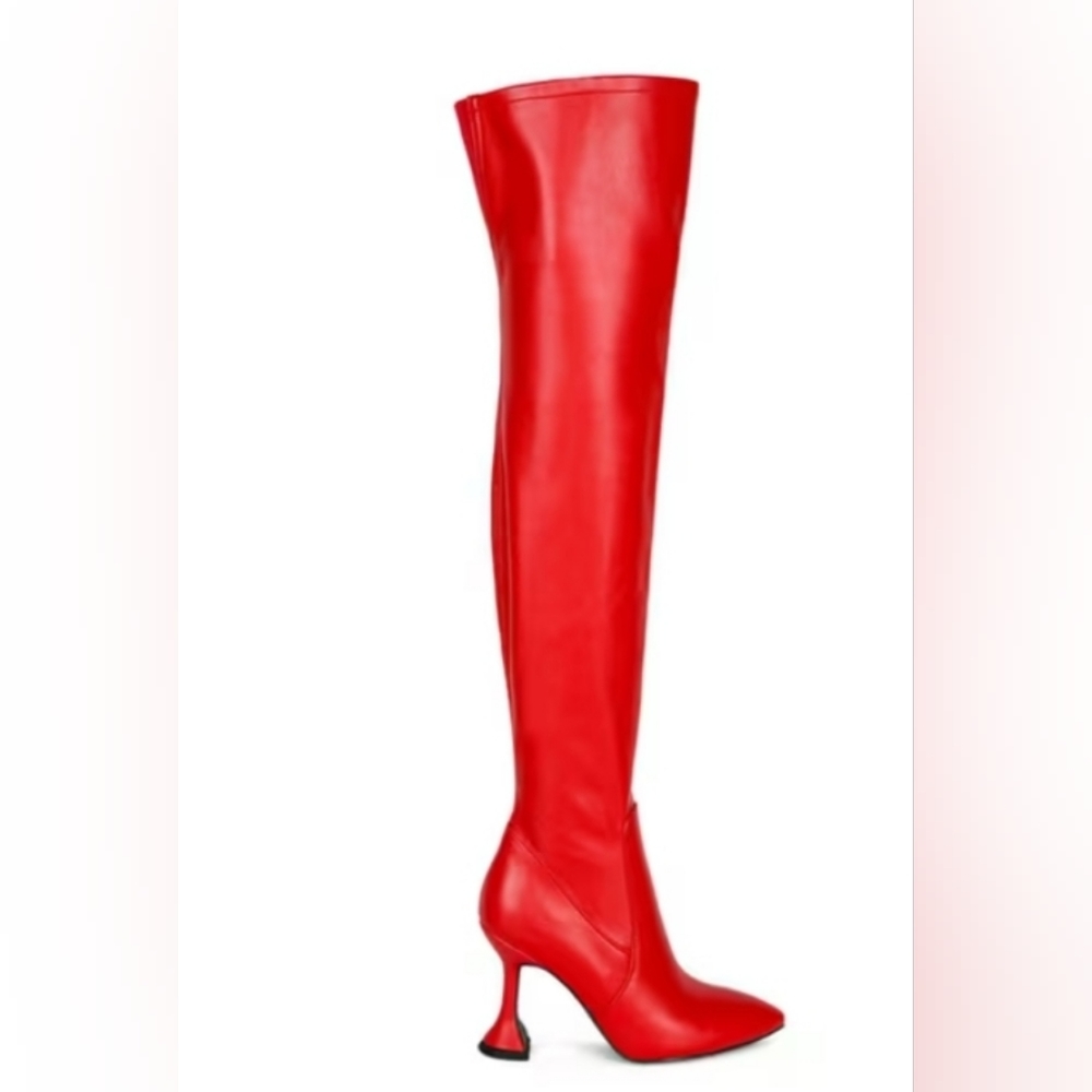 WOMEN'S LONDON RAG BRANDY HEELED KNEE HIGH BOOTS